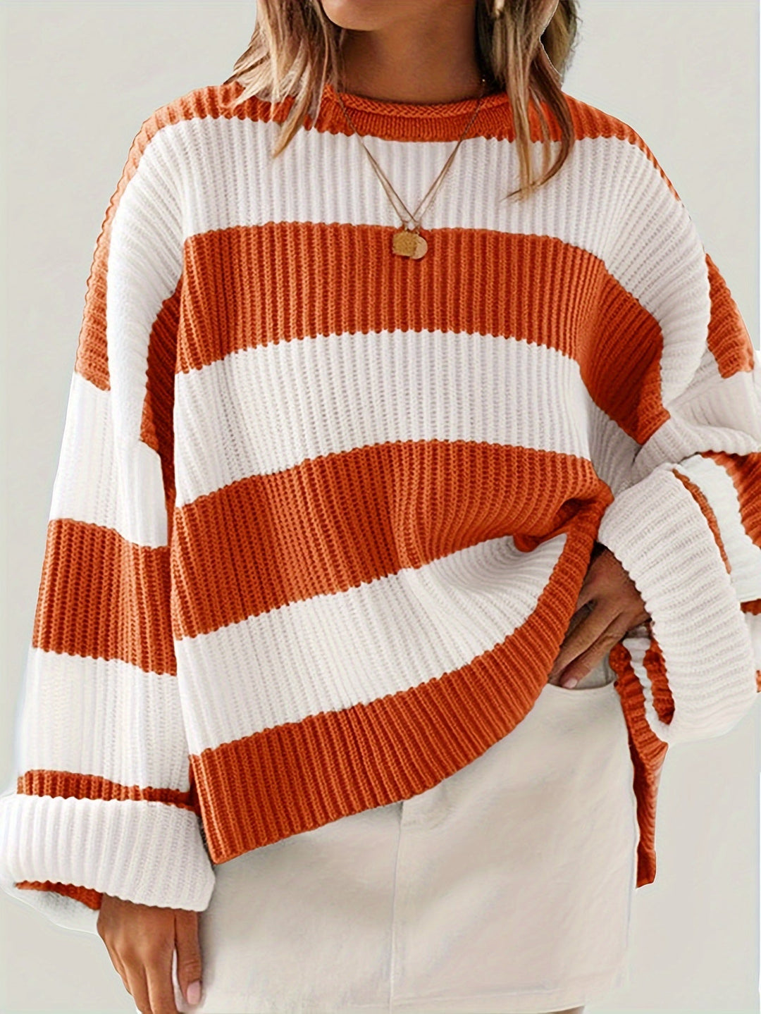 Chloe™ Striped Crew Neck Pullover