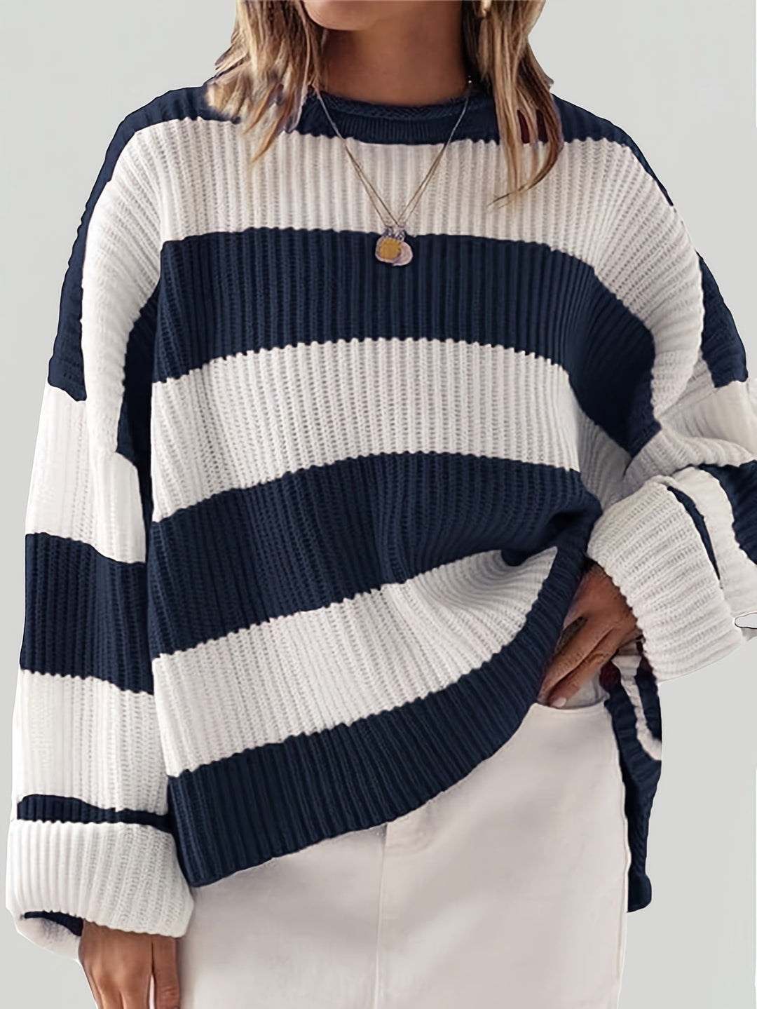 Chloe™ Striped Crew Neck Pullover